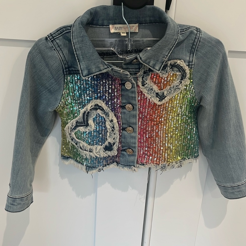 Baby Sara Sequin Jean Jacket 4T